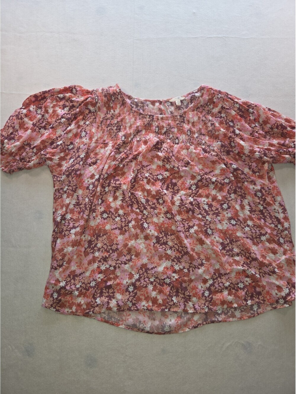 Terra & Sky Floral Short Sleeve Cotton Lightweight Boho Cottagecore 3X CB4 0057